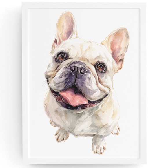 Creative Path Studios Other - Watercolor French Bulldog Pet Portrait Wall Art Print Poster Unframed - Cute Dog